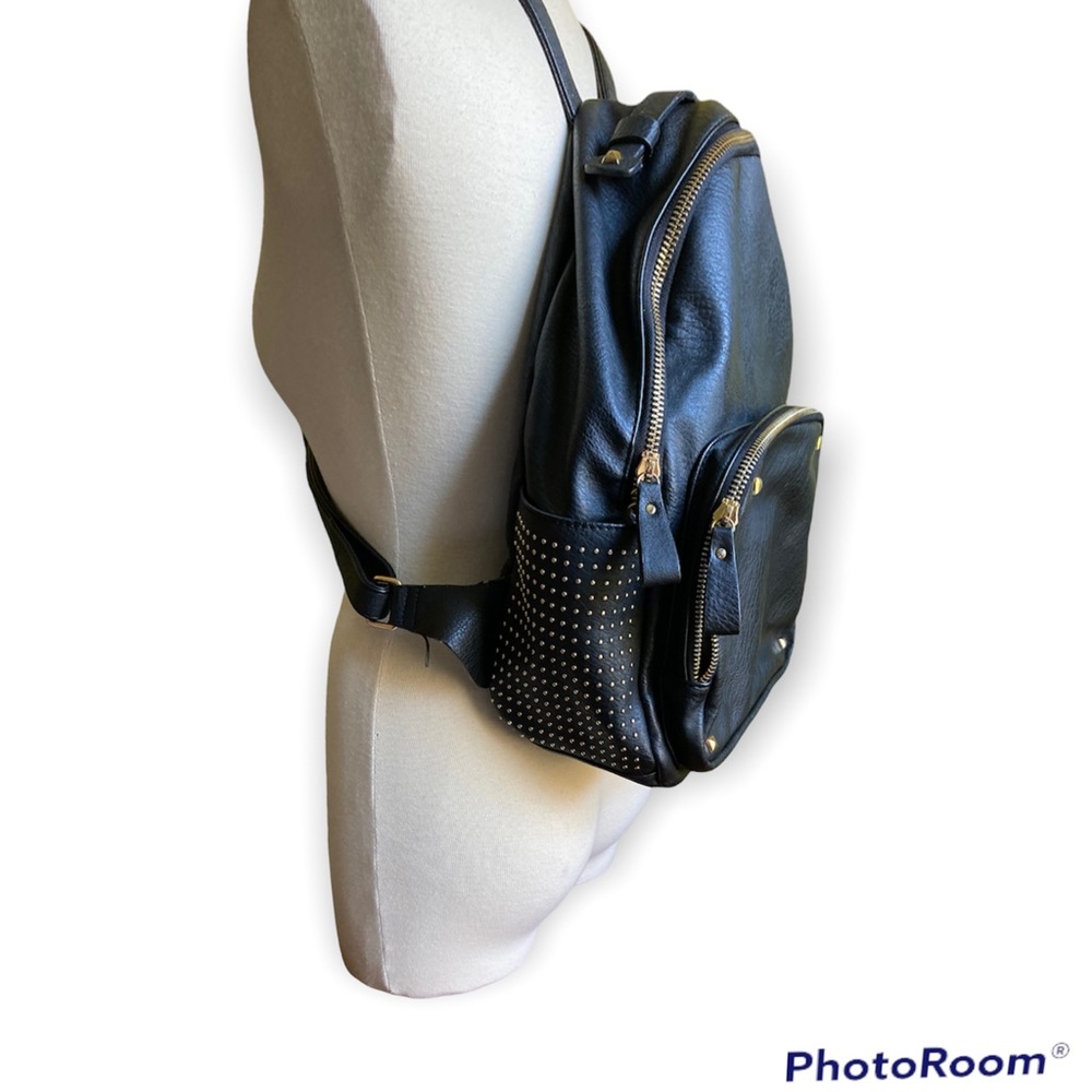 Black backpack, golden studs, O/S - Picture 2 of 5